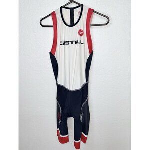 Castelli Rosso Corsa mens Padded cycling bib shorts Sz Large Red White Black 2A